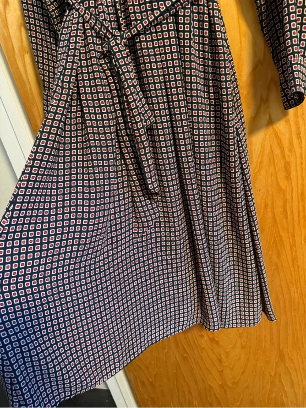 J. Crew Navy, Red, and White Geometric Maxi Dress NWT